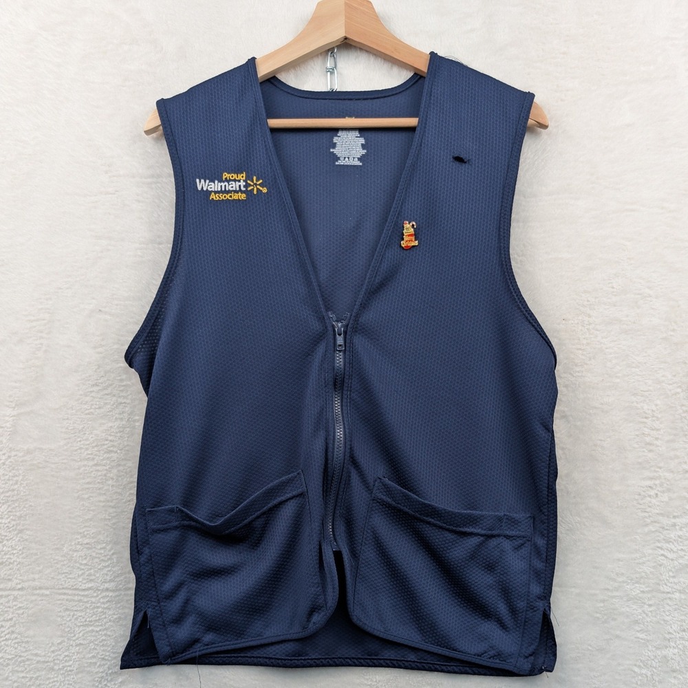Walmart Vest Mens S Blue Proud Associate Uniform Spark Logo Embroidered Workwear